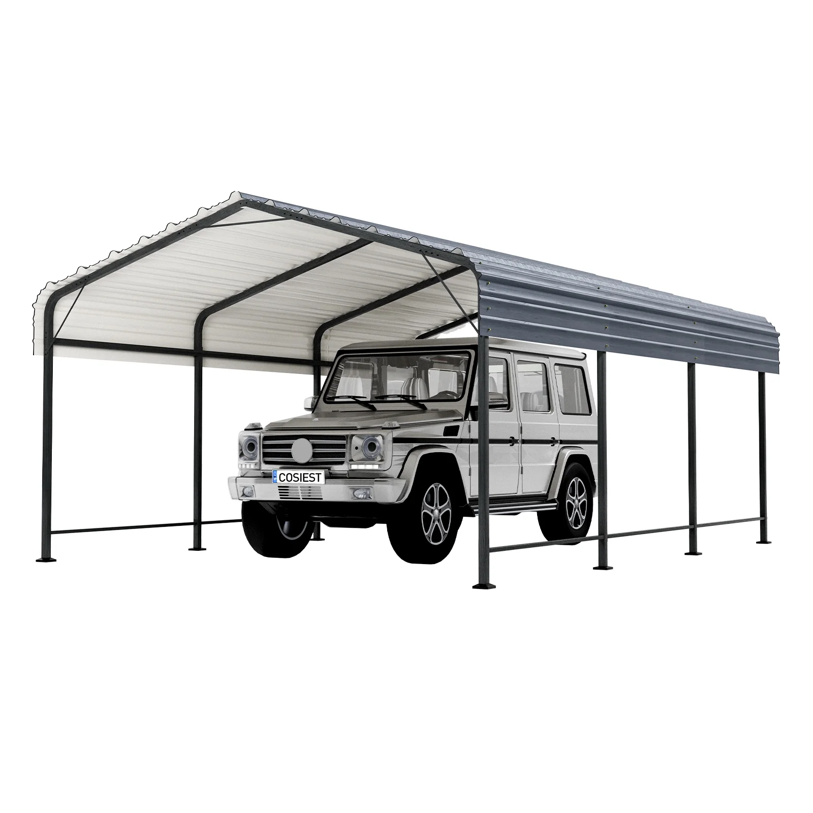 COSIEST 10'x20' Carport with Galvanized Steel Roof, Heavy Duty Metal Carport Canopy, Outdoor Garage Car Shelter Shade for Car, Boats and Truck