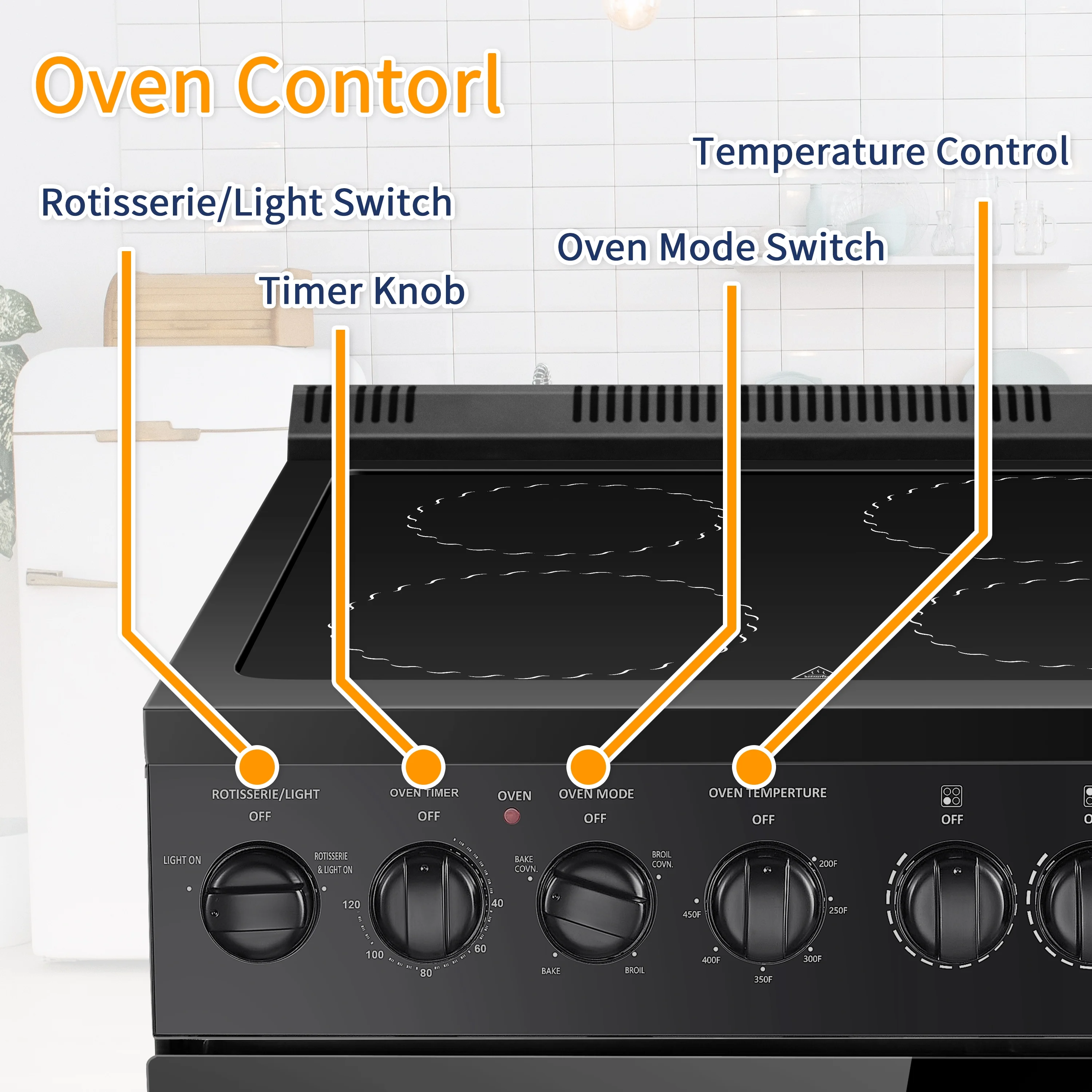 Lanbo 24 inch 2.9 Cu.ft Freestanding Electric Range with Rotisserie and  Convection Oven