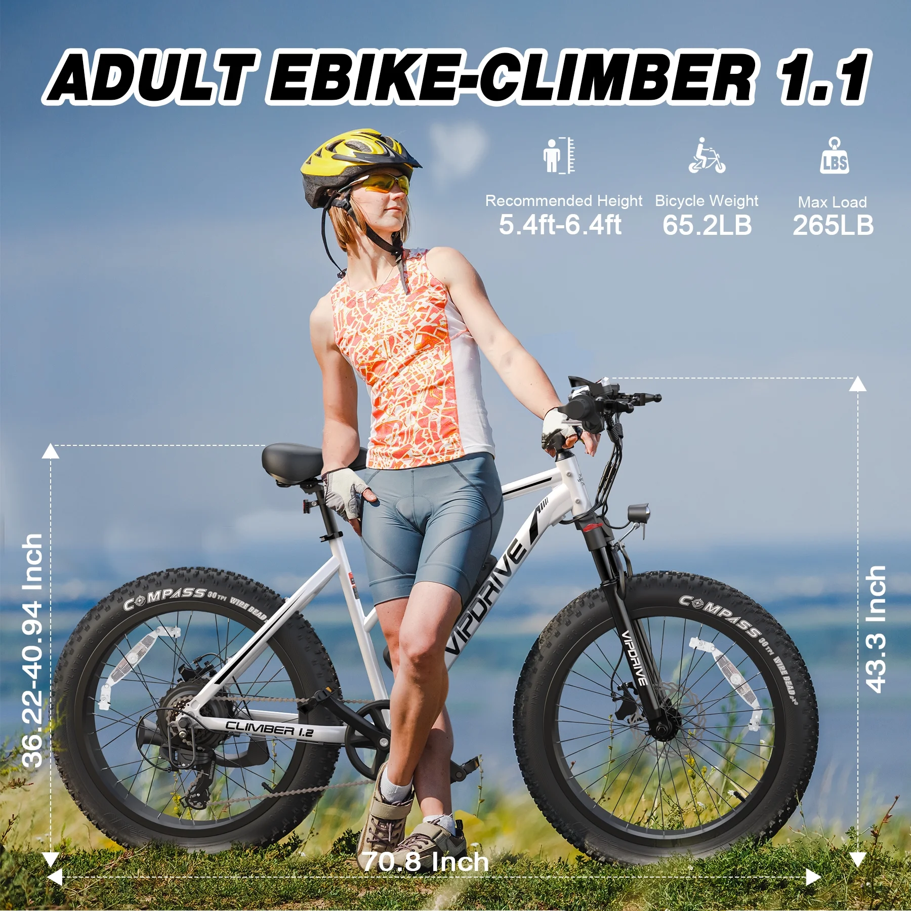 VIPDRIVE Electric Bike for Adults with 750W/500W Motor, 48V 15AH Samsung Cells Battery, 26