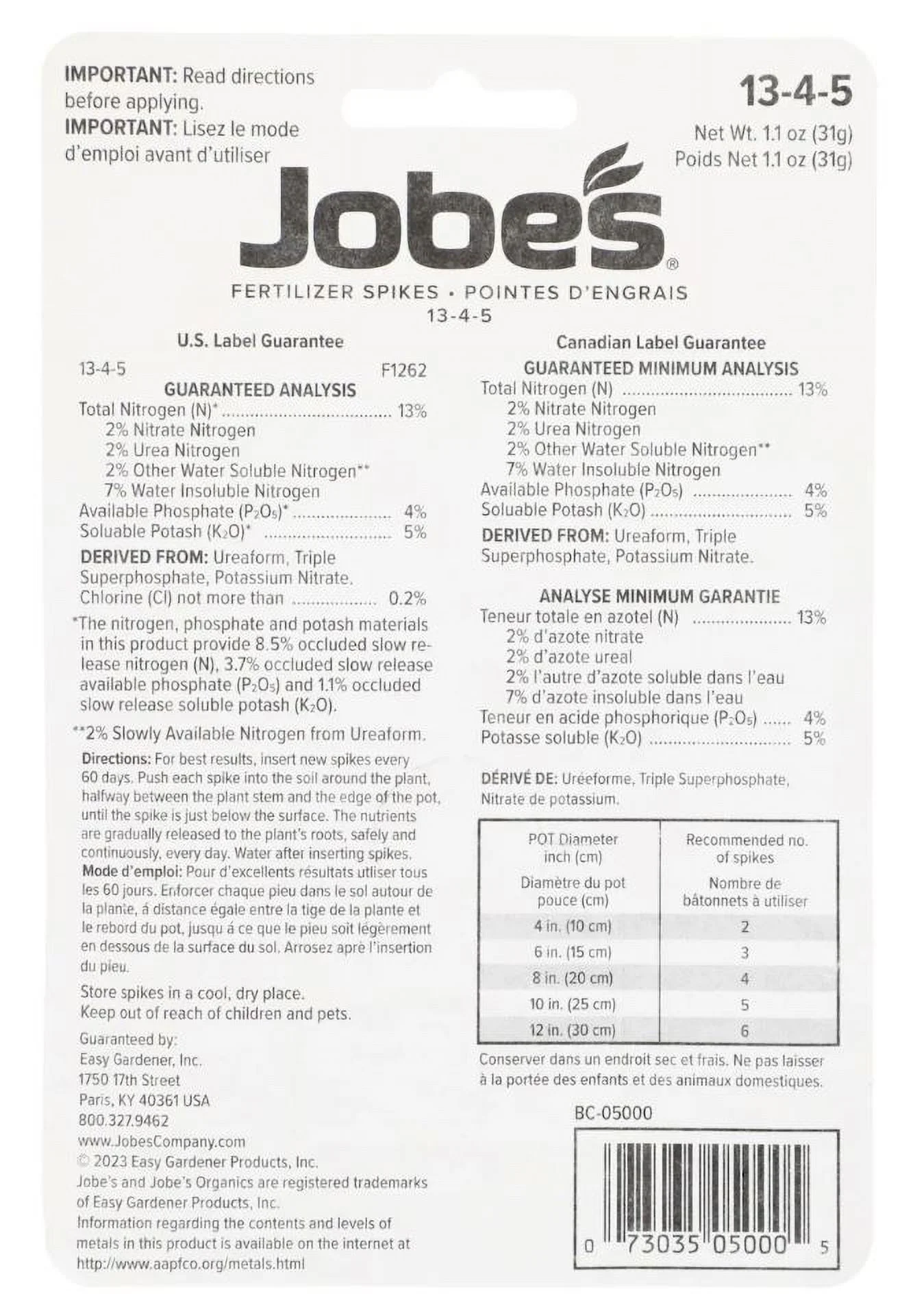 Jobe's Indoor Beautiful Houseplants Fertilizer Food Spikes 30 Pack