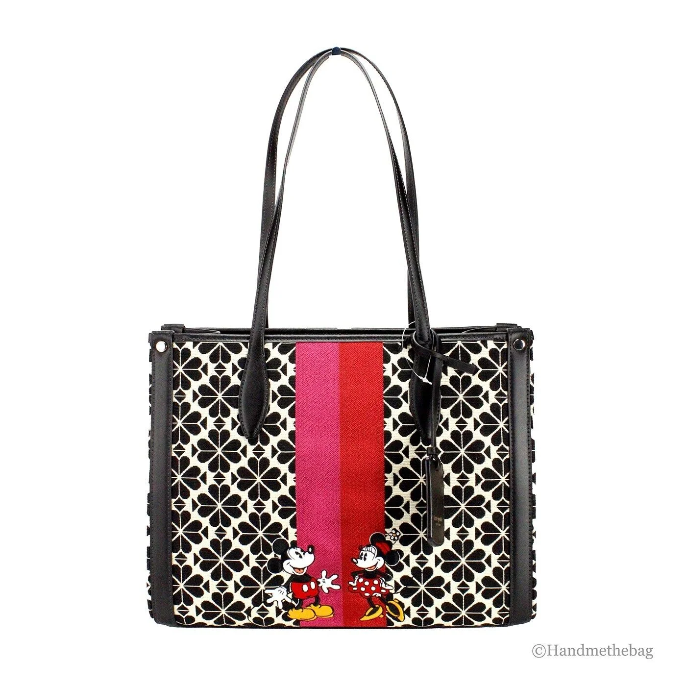 Kate Spade X Disney 100 Cream Flower Jacquard Stripe Market Medium Tote Bag