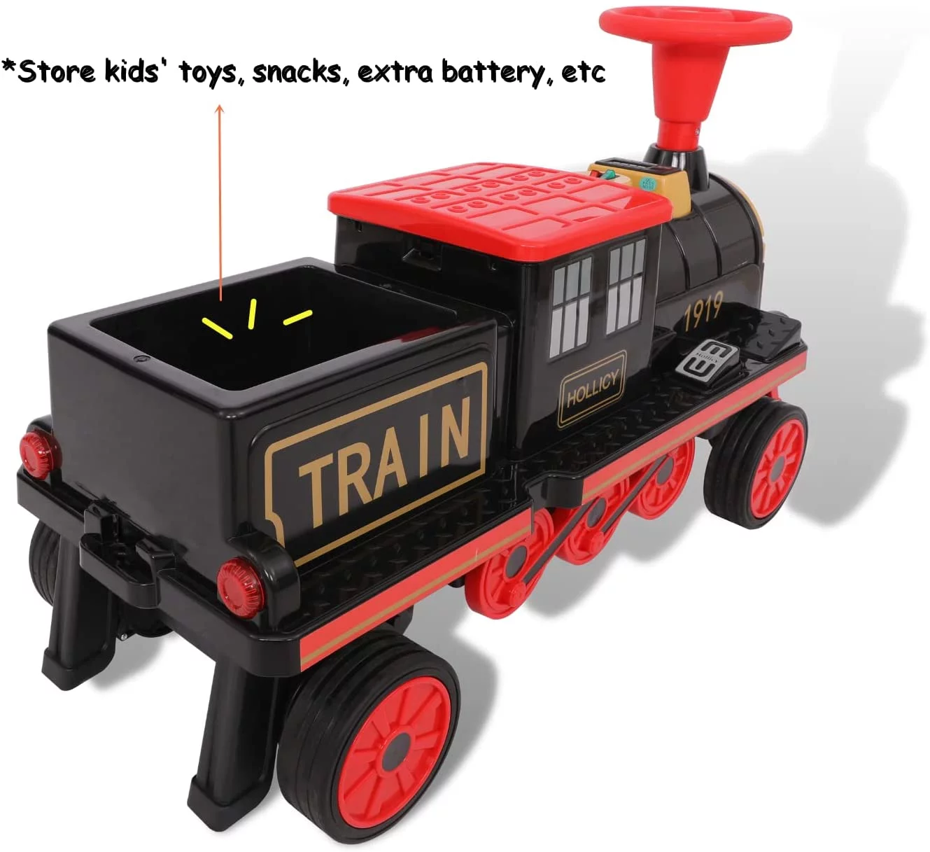 Increkid Kids Ride on Train 12V Electric Train 2 Seater Ride on Toy with Light, Music