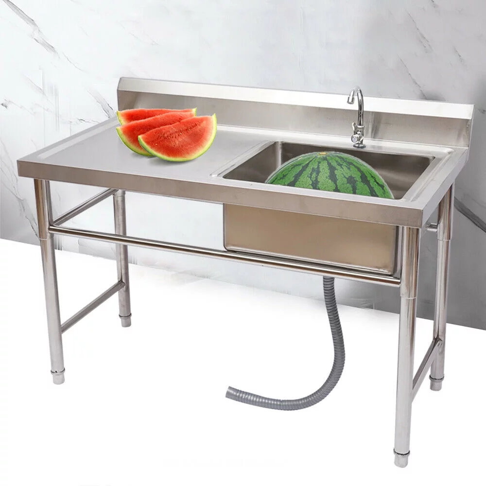 Commercial Stainless Steel Sink Bowl Kitchen Catering Prep Table +1 Compartment