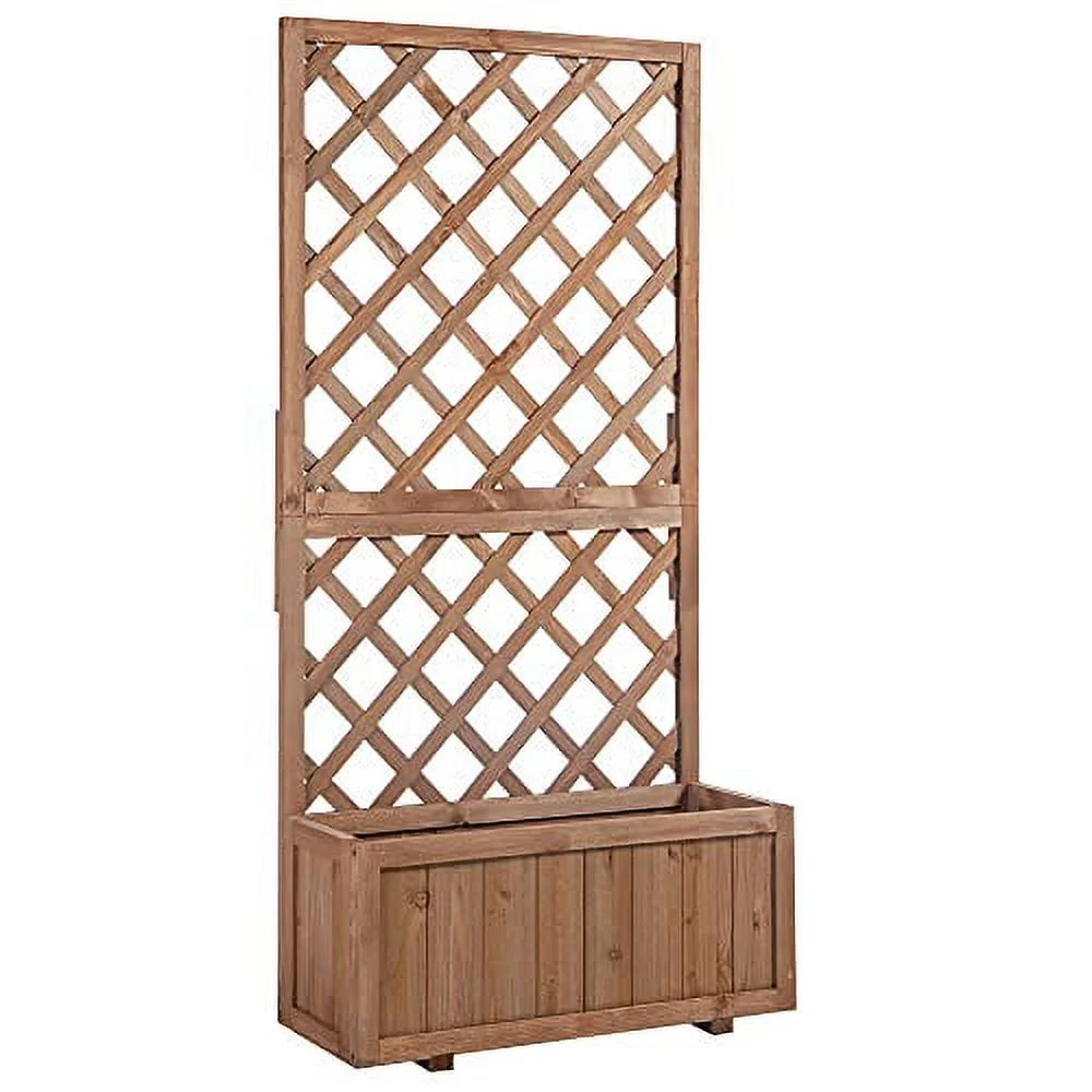 Outsunny Wooden Planter with Trellis, 59