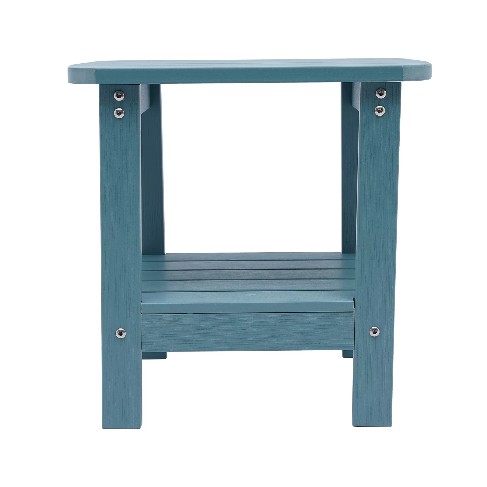 Small Casual Outdoor Wood Side Table Rectangle 2-Tier Garden End Table 18.9*15*18in, Light Blue/Brown