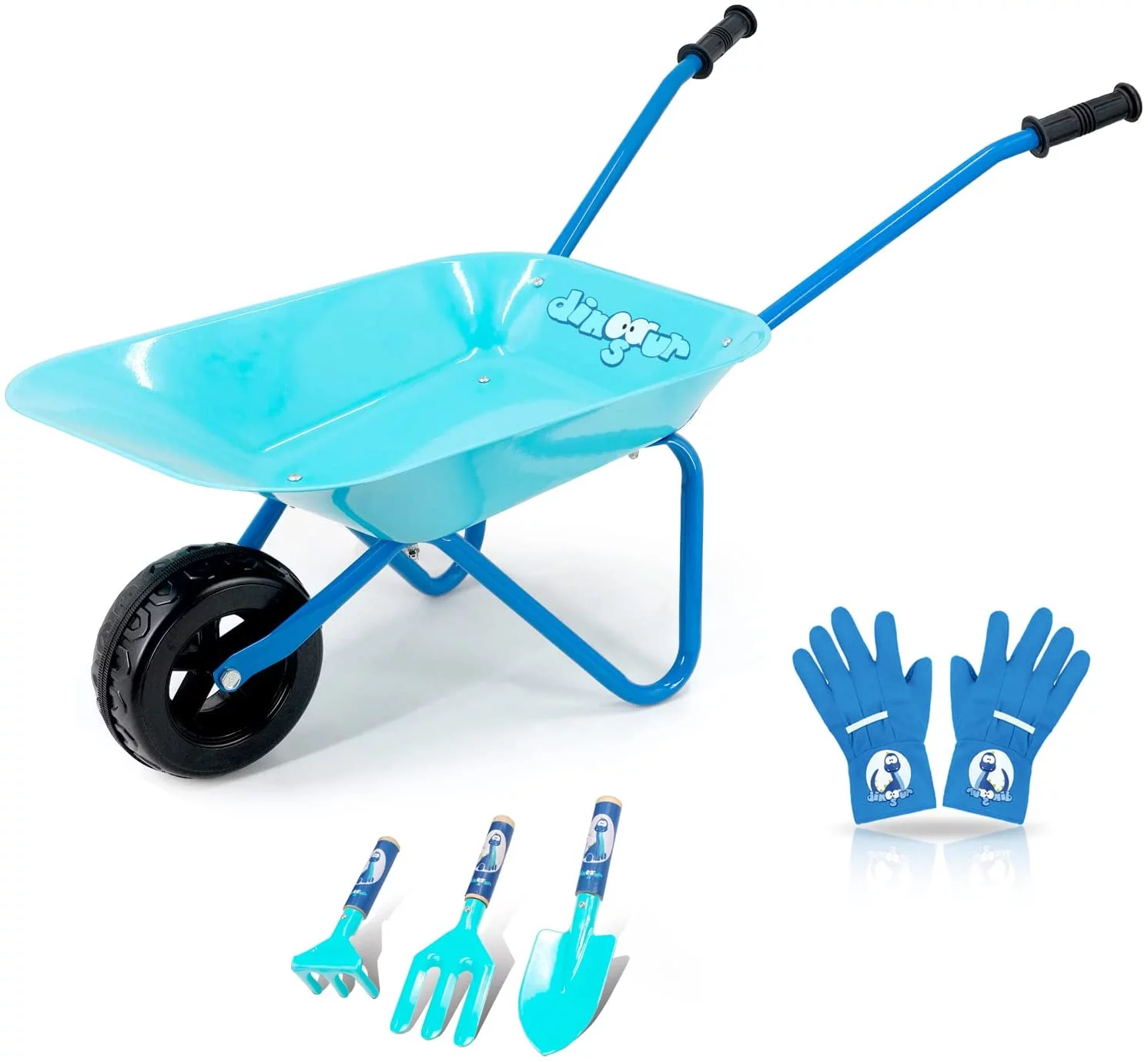 Kids Wheelbarrow 5Pcs, Steel Wheelbarrow for Kids with Kids Gardening Set