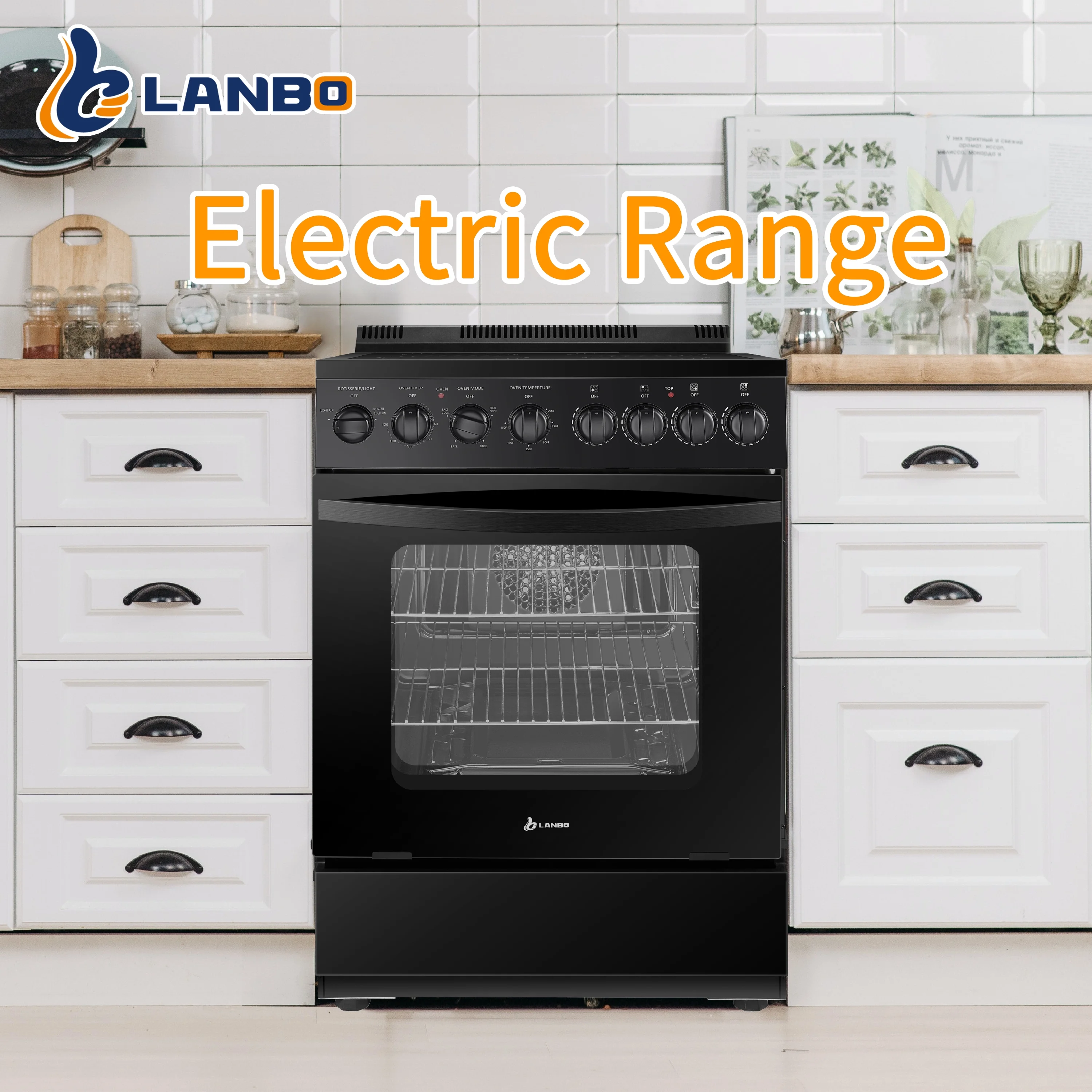 Lanbo 24 inch 2.9 Cu.ft Freestanding Electric Range with Rotisserie and  Convection Oven