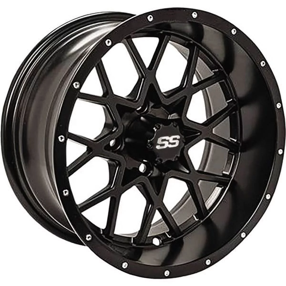 Black 10x7, 4/4, 3+4 Ocelot E124 Golf Cart Wheel - 847-107124-21