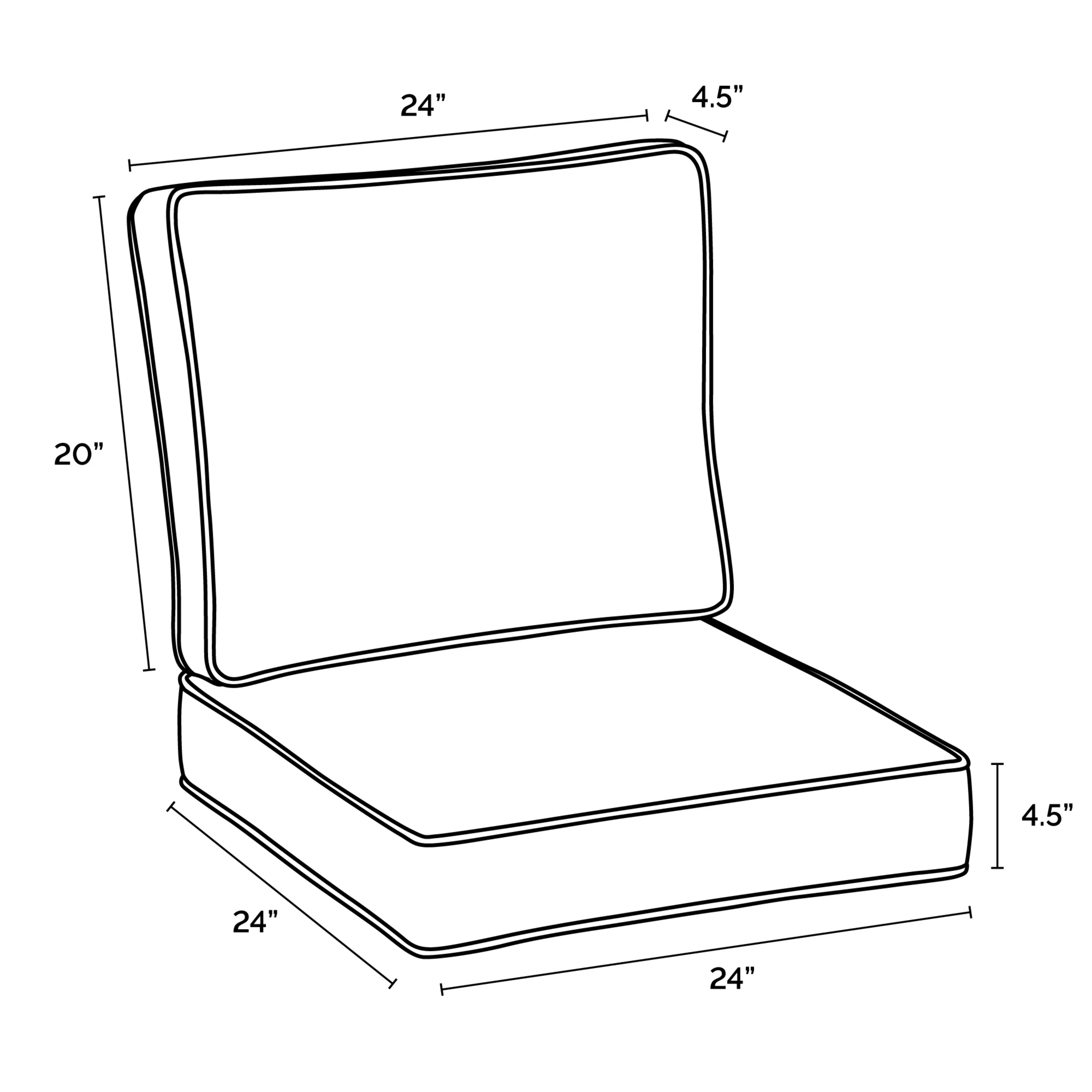 Arden Selections Oasis Outdoor Deep Seating Cushion Set 24 x 24, Onyx Black Cabana Stripe