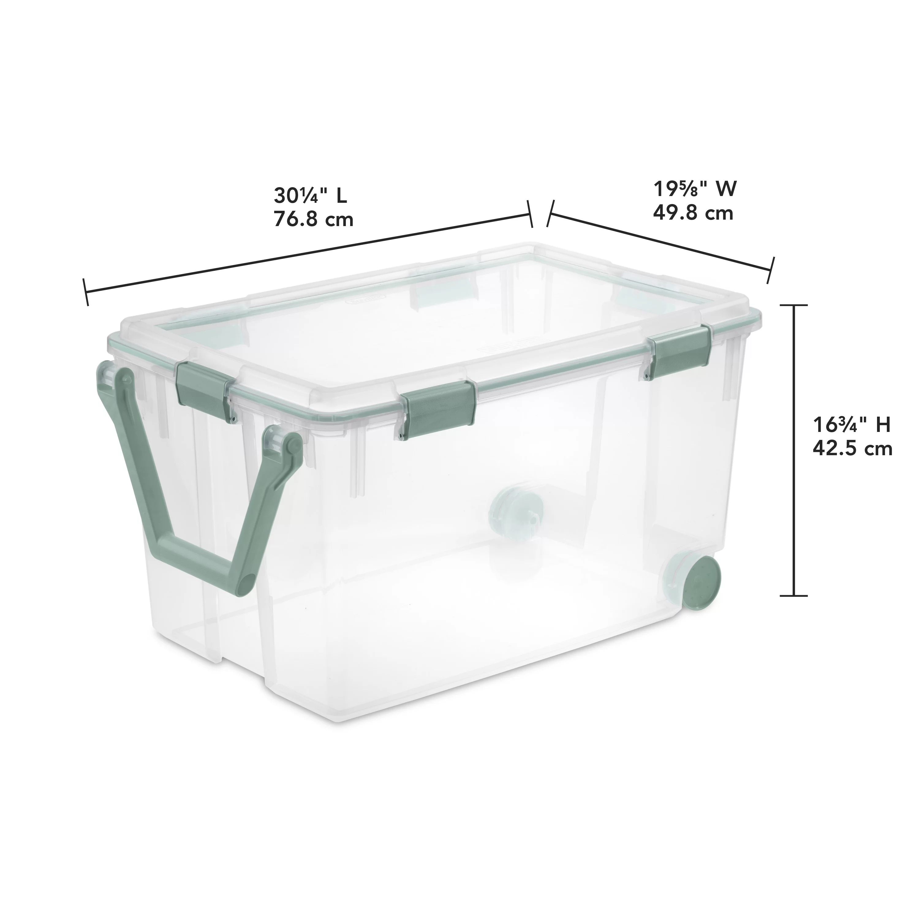Sterilite 120 Qt. Wheeled Gasket Box Aqua Slate Case of 3