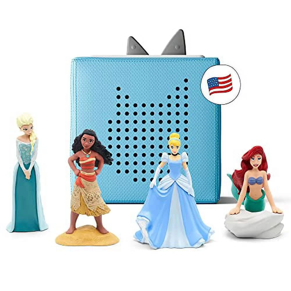 Toniebox Audio Player Starter Set with Elsa, Moana, Cinderella, and Ariel - Light Blue [Discontinued]