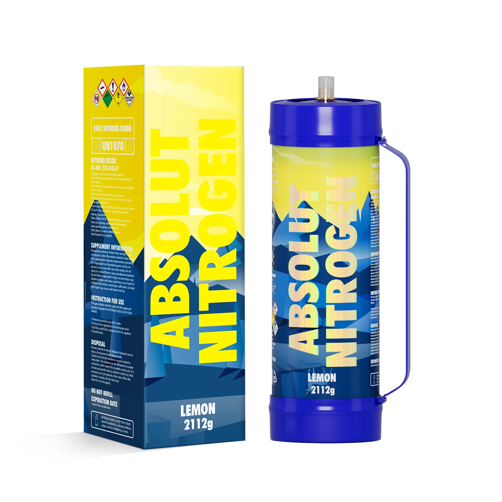 Whip Cream Charger, Hotwhip 3.3L Whipped Cream Dispenser Food Grade N2o Tank With Cartridges (1, Lemon)