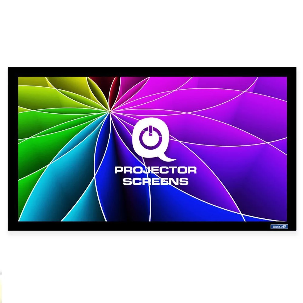 QualGear 92-Inch Fixed Frame Projector Screen, 16:9 4K HD High Definition 1.0 Gain Acoustic White (QG-PS-FF6-169-92-A)