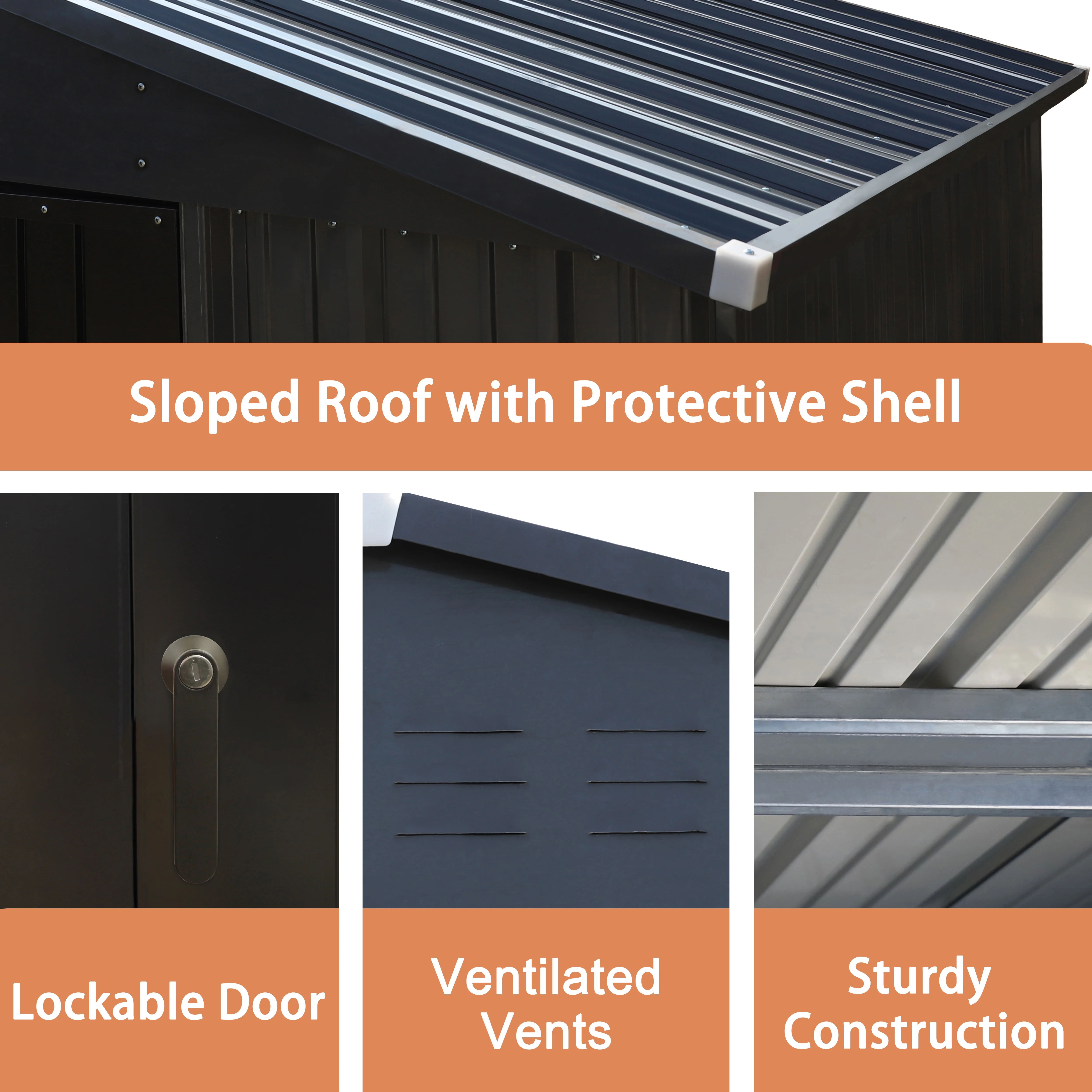 VEIKOUS 10' x 12' Outdoor Storage Shed with Lockable Doors for Garden, Gray