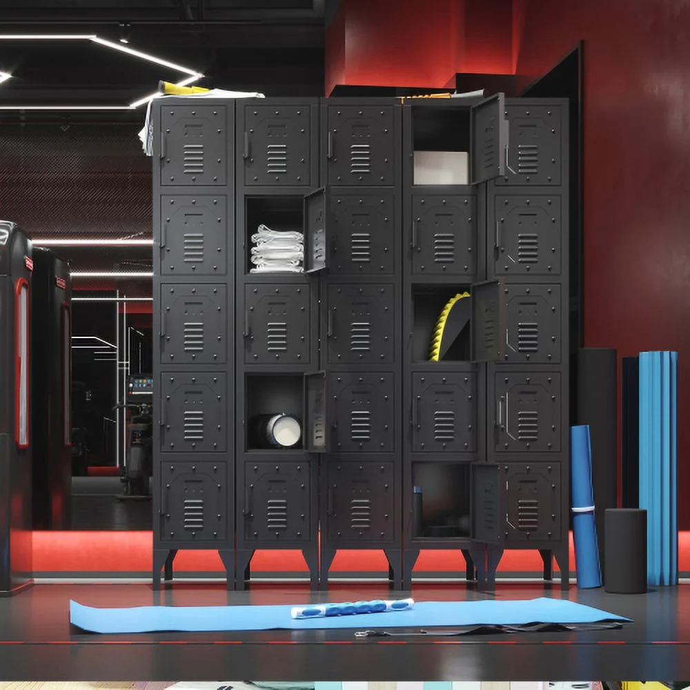 Metal Locker for Employees, 5 Doors Storage Cabinet , Gray Steel Employee Lockers , 66lbs Loading Capacity Office Storage Lockers for Office, Home, School, Gym