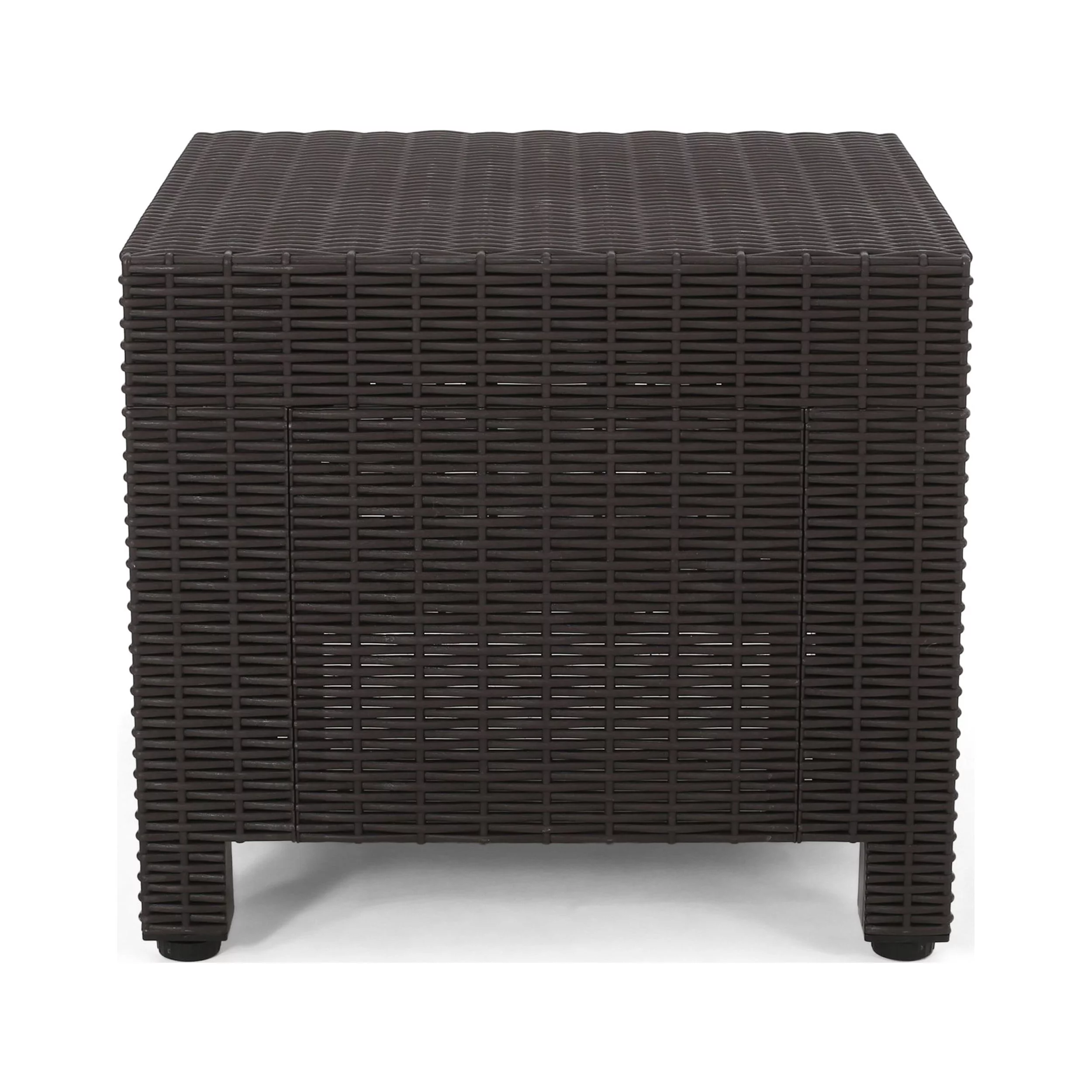 Riley Outdoor Square Wicker Side Table, Dark Brown