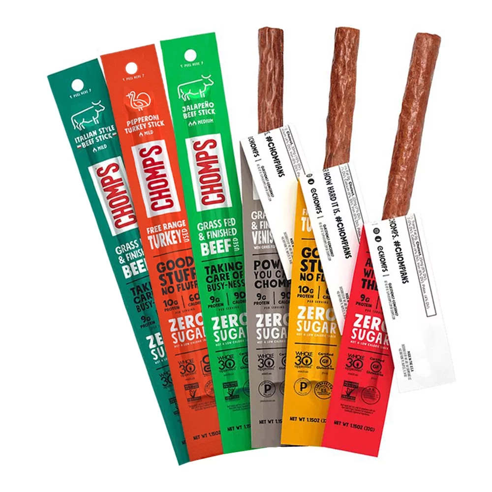 Chomps Variety Trial Pack, Keto, Paleo, Whole30, Gluten-Free, Grass Fed and Free Range Beef & Turkey Sticks, 6 Flavor Pack