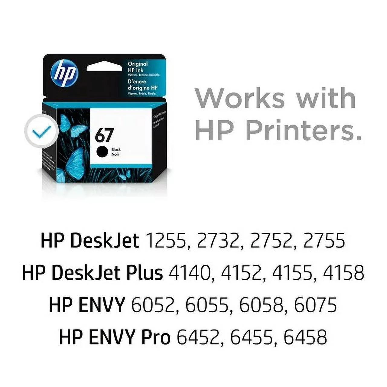 HP 67 Ink Cartridges for HP 67 Black Ink Cartridge, 1 Black