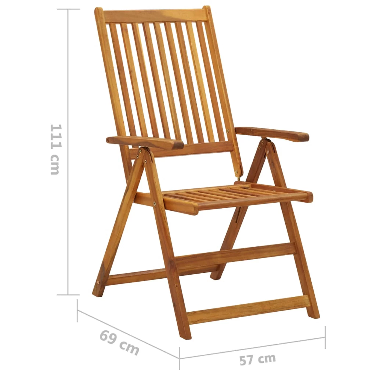 walmeck Folding Patio Chairs 8 pcs Solid Acacia Wood