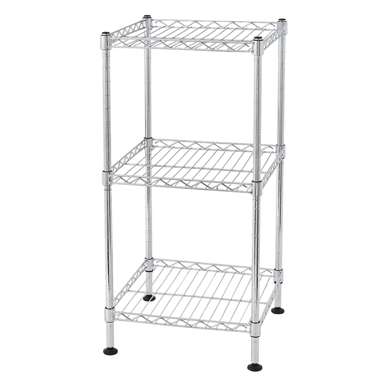 3-Tier Metal Wire Storage Shelving Rack with Baskets,Corner Shelf Organizer for Laundry Bathroom Kitchen Pantry Closet Garage Tool Storage