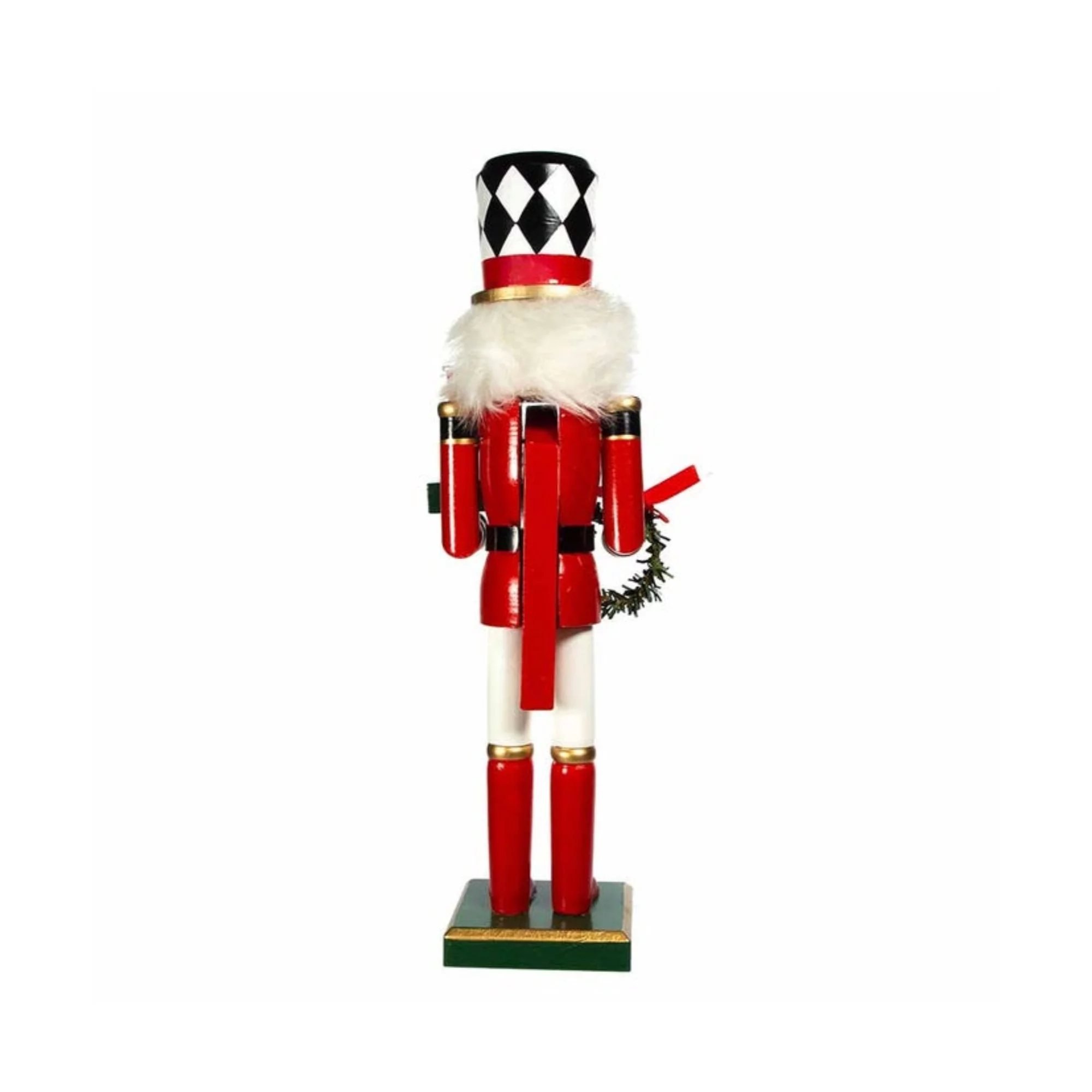 Kurt Adler Red,White, Black Nutcracker Holding Gift Box and Wreath, 15