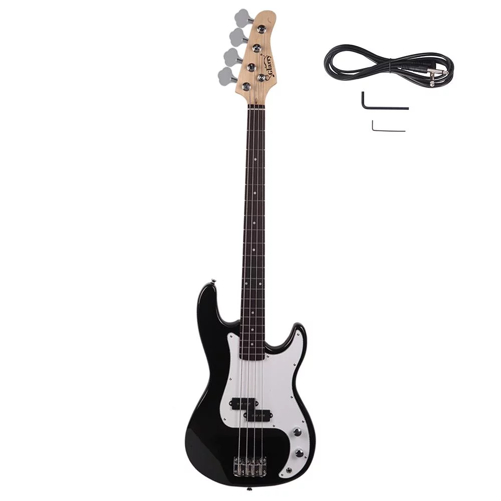 Glarry Electric 4-Strings Right Handed Bass Guitar with Cord, Wrench Tool, Guiatr Bag, Black