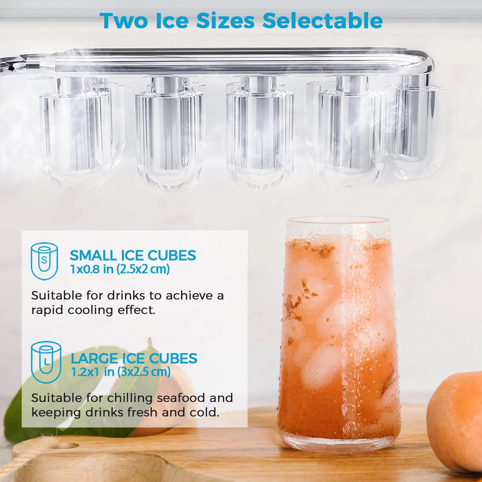 ChefRobot Ice Maker Countertop, Self-Cleaning Ice Maker with Ice Scoop and Basket, Make 26.5 lbs Ice in 24 Hrs, 9 Ice Cubes Ready in 6-8 Mins, Black