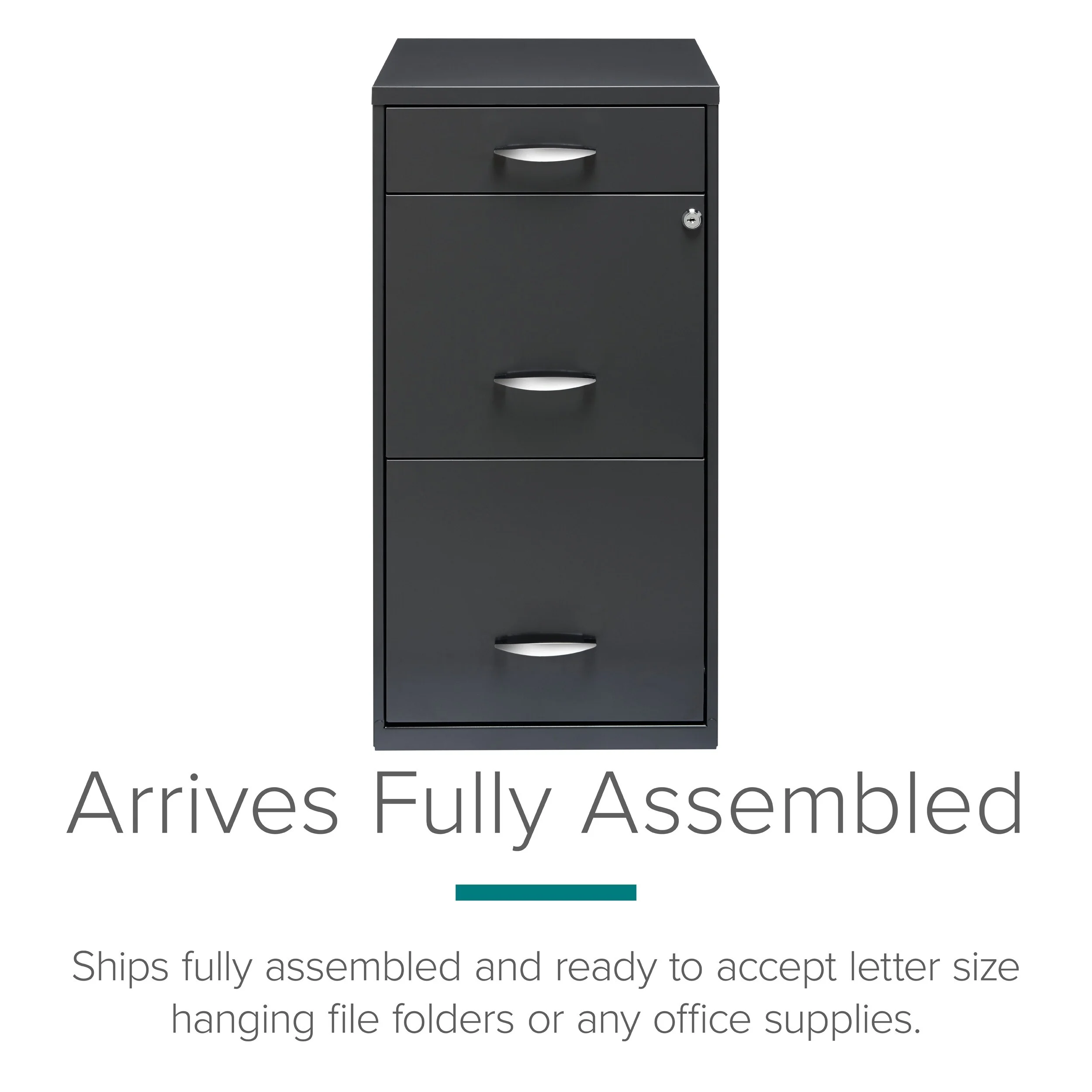 Space Solutions  3 Drawer Letter Width Vertical File Cabinet with Pencil Drawer, Charcoal