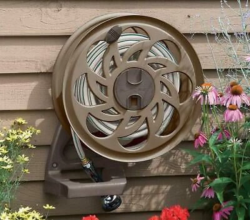 Suncast Slide Trak Hose Hideaway 125 ft. Wall Mount Hideaway Brown Hose Reel