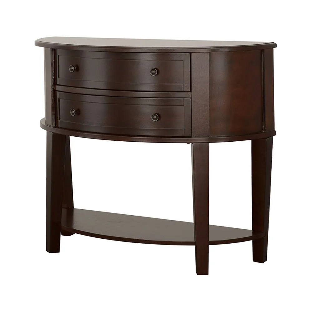 Diane 2-drawer Demilune Shape Console Table Cappuccino