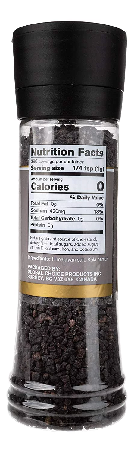 Himalayan Salt Indian Black/Kala Namak in Grinder- 13.7 Oz