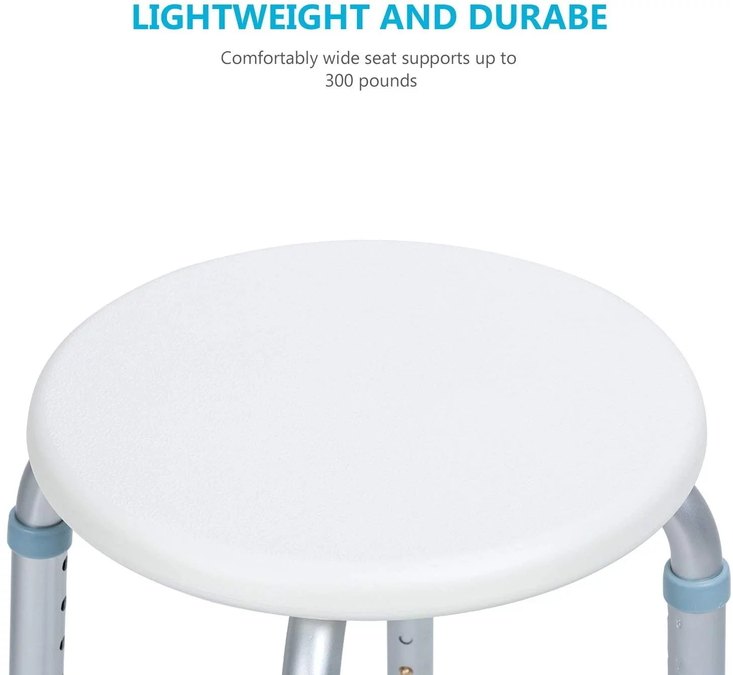 OasisSpace Shower Stool, Heavy Duty Adjustable Bath Chair with Free Grab Bar, Medical Tool Free Anti-Slip Bathtub Seat Bench Lightweight and Durable for Elderly, Senior, Handicap, Disabled Round