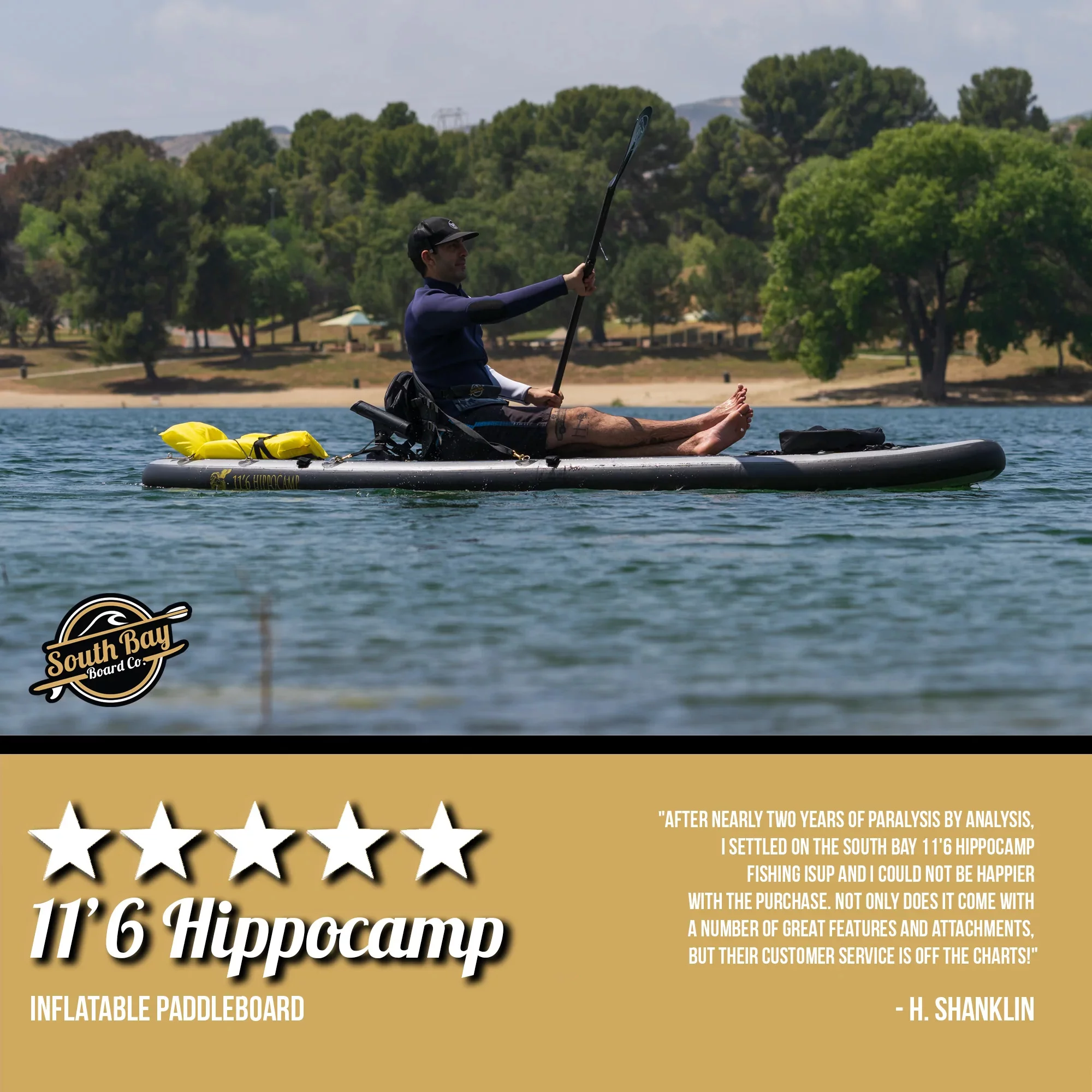 South By Board Co. 11'6 Hippokamp Inflatable Standup Paddle Board Package, ISUP, Paddle, Pump, Bag, Leash & Fins