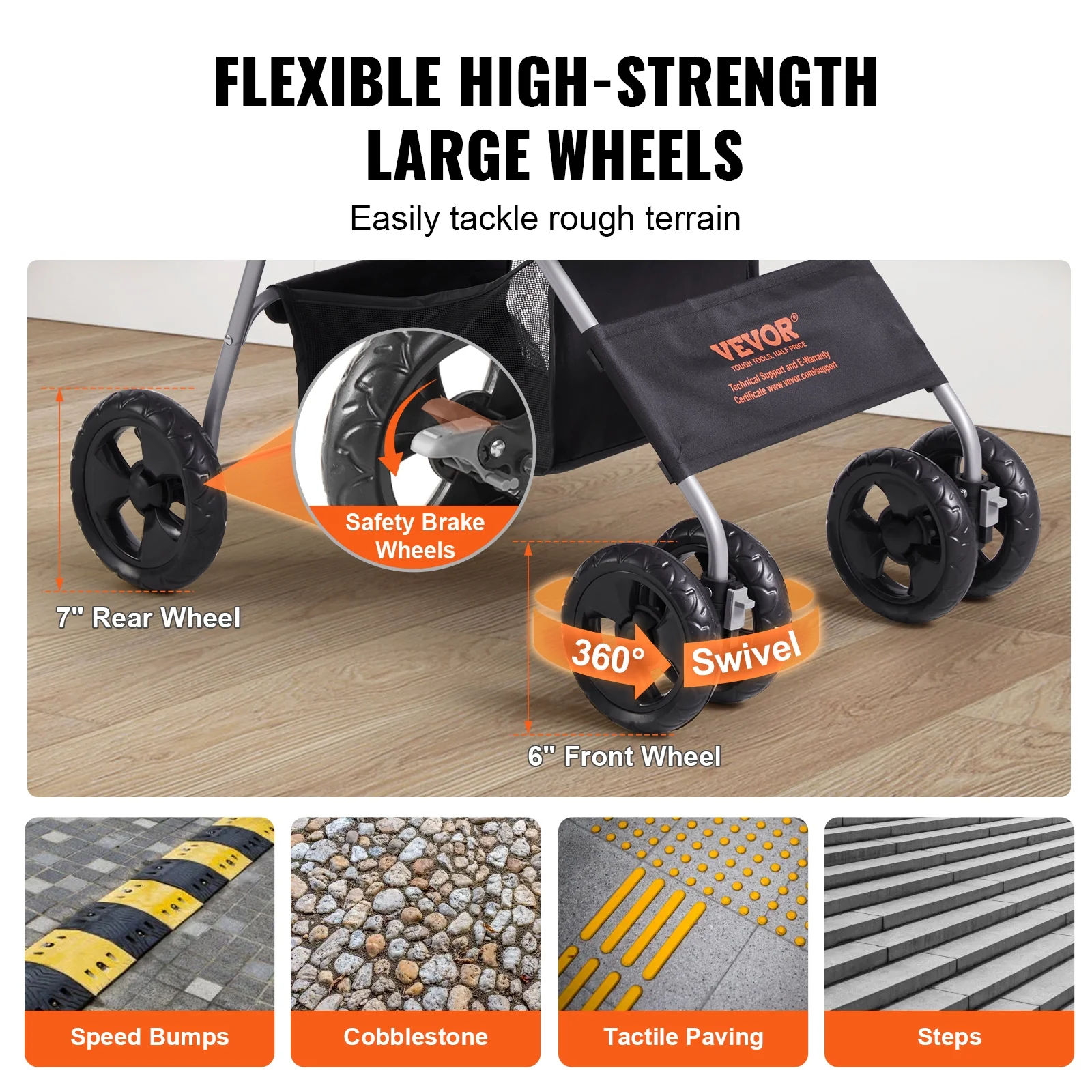 SKYSHALO 3-in-1 Pet Stroller, 4 Wheels Foldable Premium Multifunction Dog Cat Stroller with Cup Holder, 35 lbs Weight Capacity, Black and Dark Grey