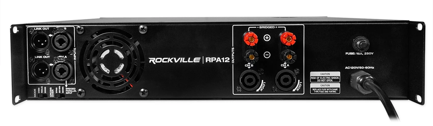 (2) Rockville RSG15.24 Dual 15” 3000w 3-Way Pro Audio Speakers+Power Amplifier
