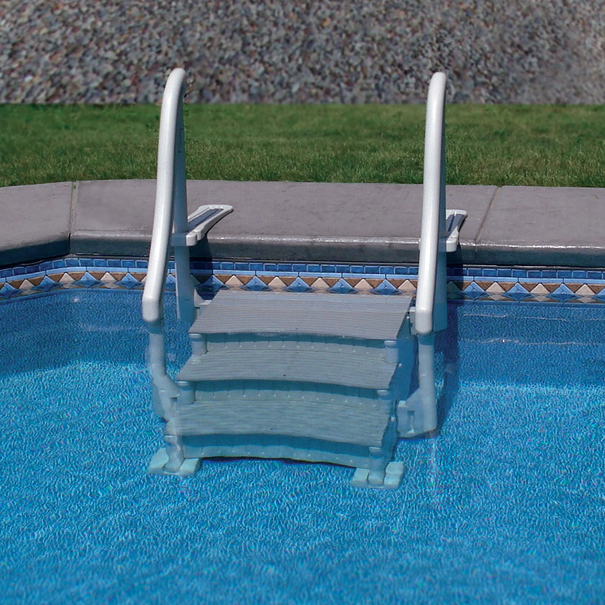 Confer Plastics Curved In-Pool 3 Step Ladder, In Ground Pool Stairs