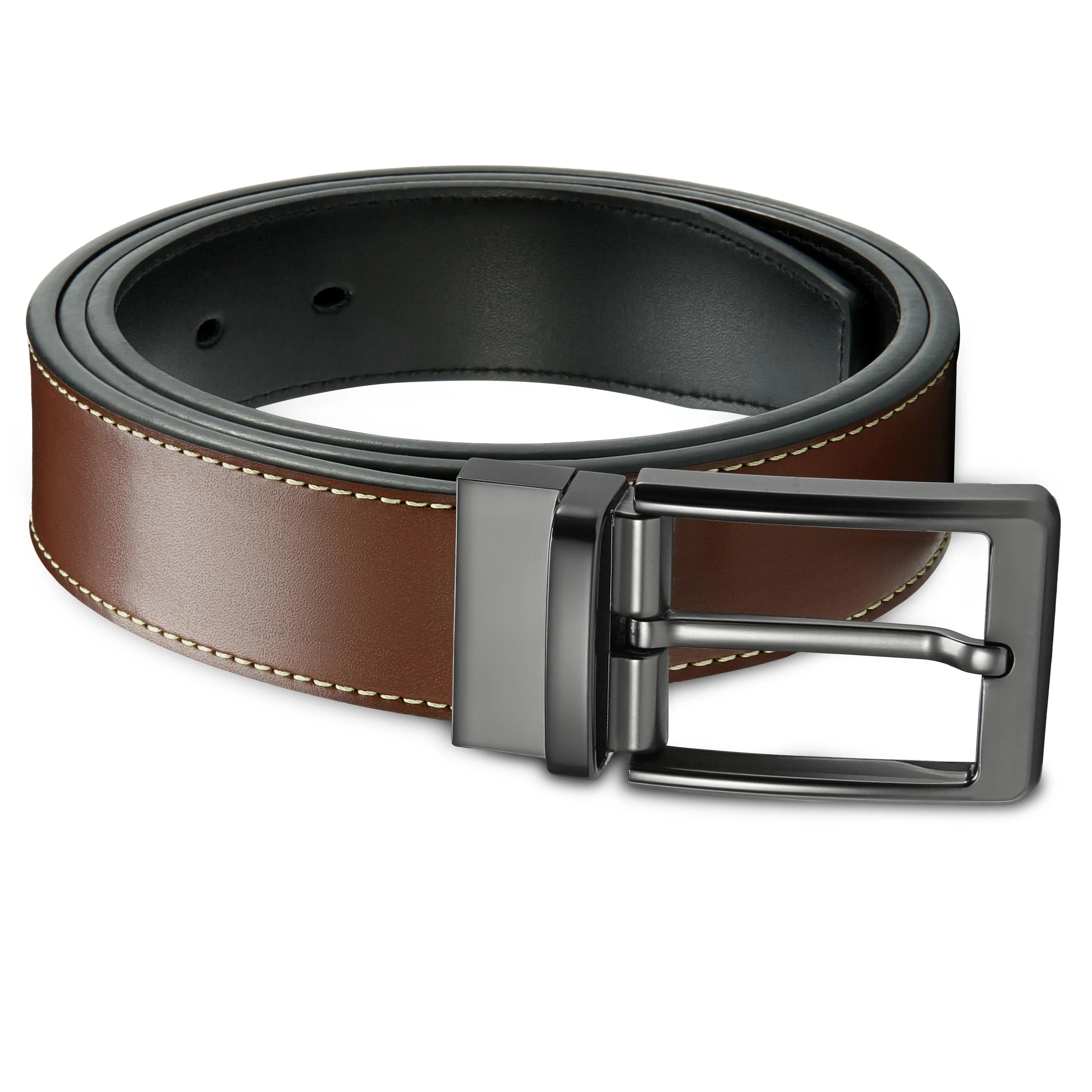 YOETEY Mens Belt, Reversible Leather Belt, Two in One Classic Style for Formal Casual 1 3/8