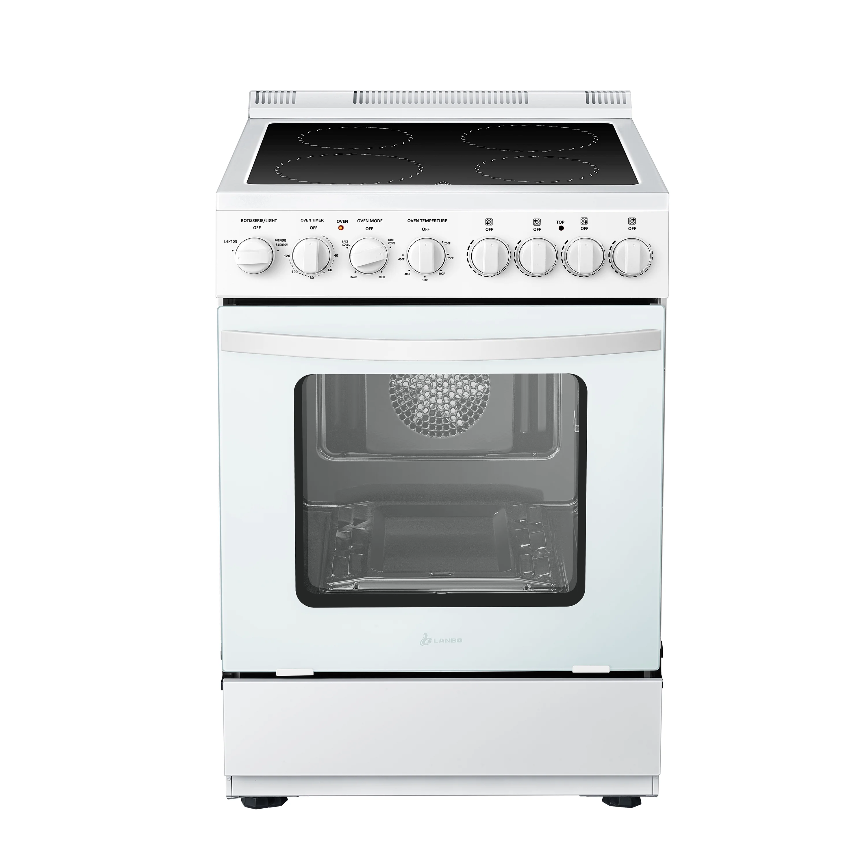 Lanbo 24 inch 2.9 Cu.ft. Freestanding Electric Range with Rotisserie and Convection Oven