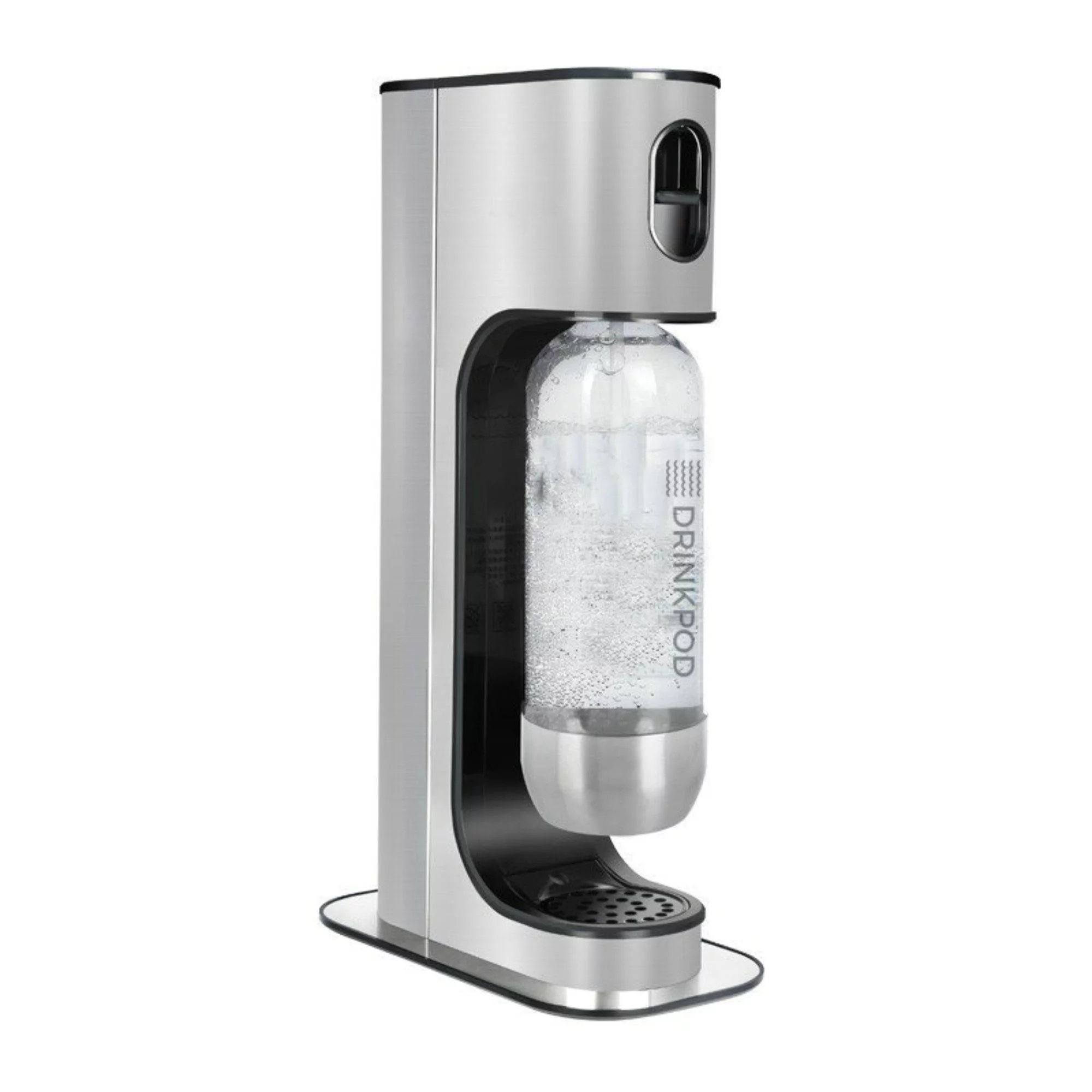 Drinkpod Stainless Steel Premium Sparkling Water Machine | Includes 2 C02 Cylinder & 3 x Bottles | Ultra Fizz Carbonated Machine In Stainless Steel