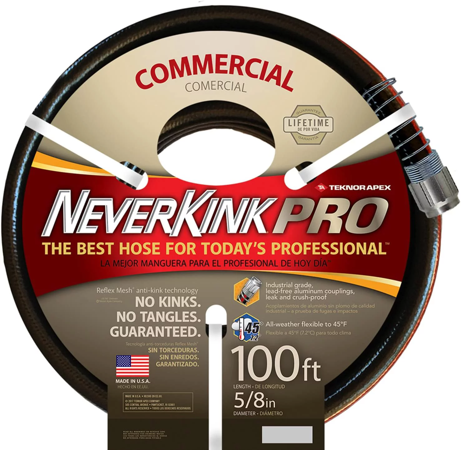 Teknor Apex Neverkink, 8844-100, PRO Water Hose, 5/8-in x 100-feet