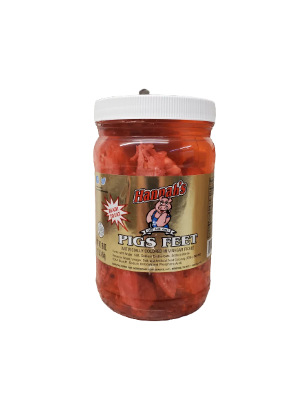 Hannah's Ready To Eat Pickled Pigs Feet 16 oz. Jar