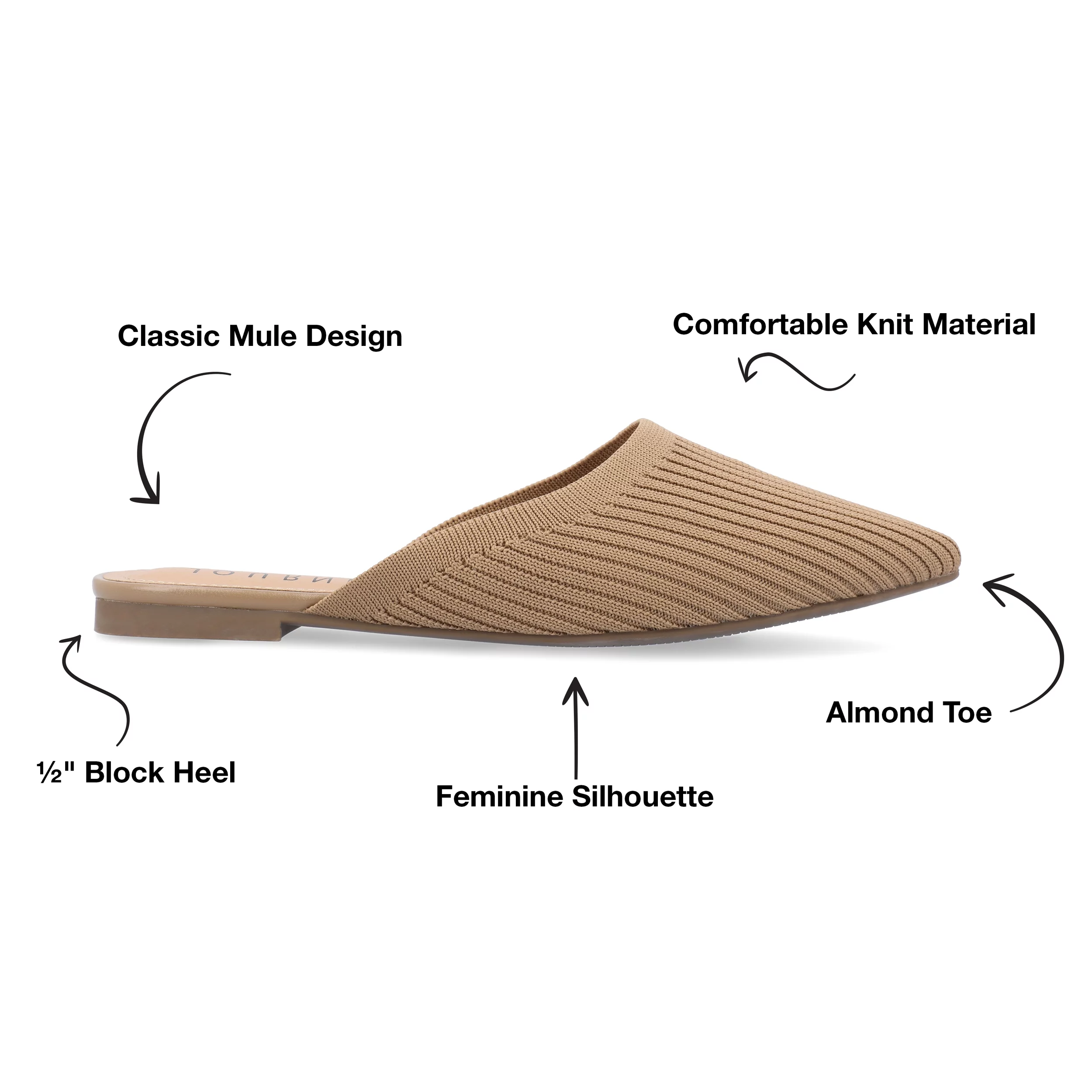 Journee Collection Womens Aniee Slip On Almond Toe Mule Flats