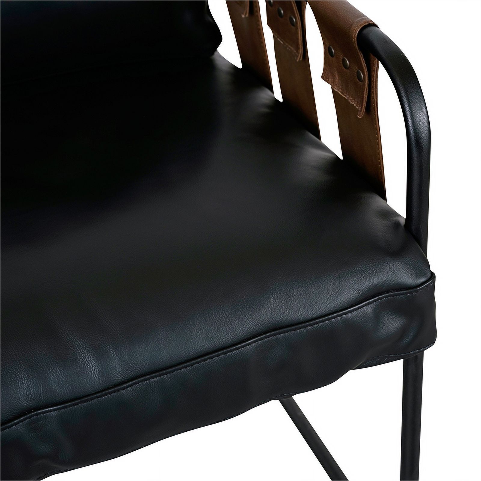 Pemberly Row Top Grain Leather Accent Chair in Black/Tobacco