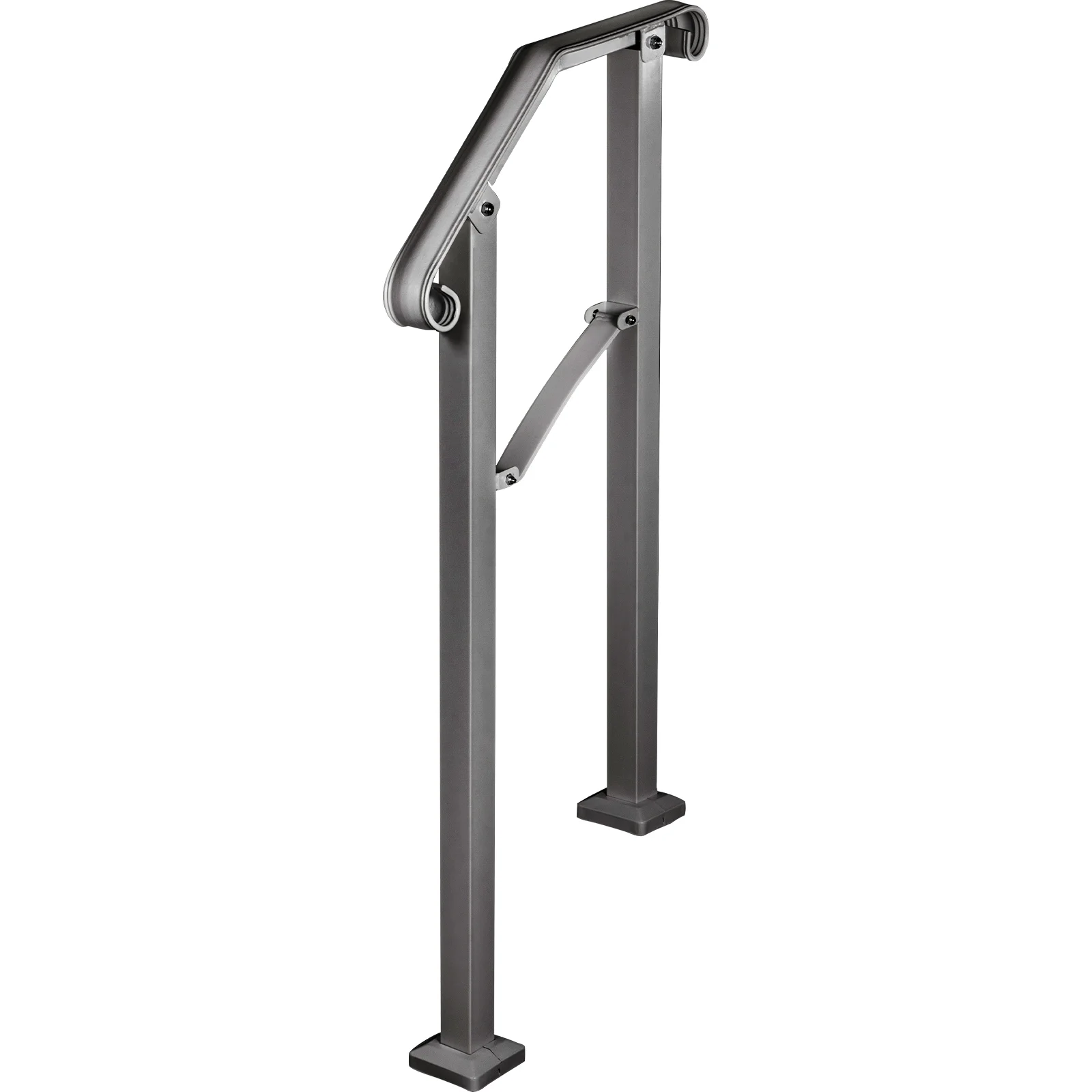 SKYSHALO Handrail Arch #2 Fits 2 or 3 Steps Matte Black Stair Handrail Wrought Iron Handrail Mounting Kit Outdoor Step Handrail
