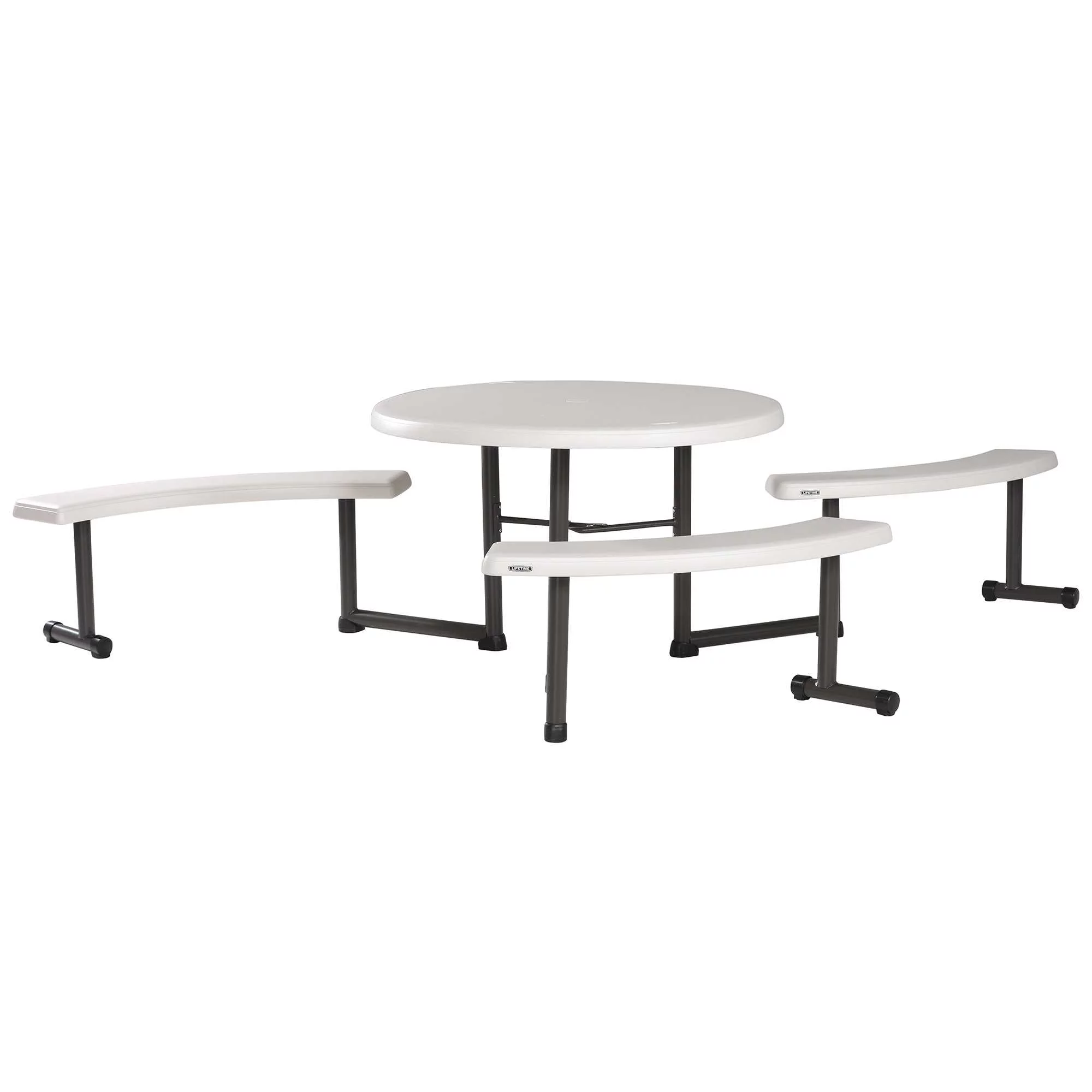 Lifetime Plastic Round Picnic Table, Almond 260205