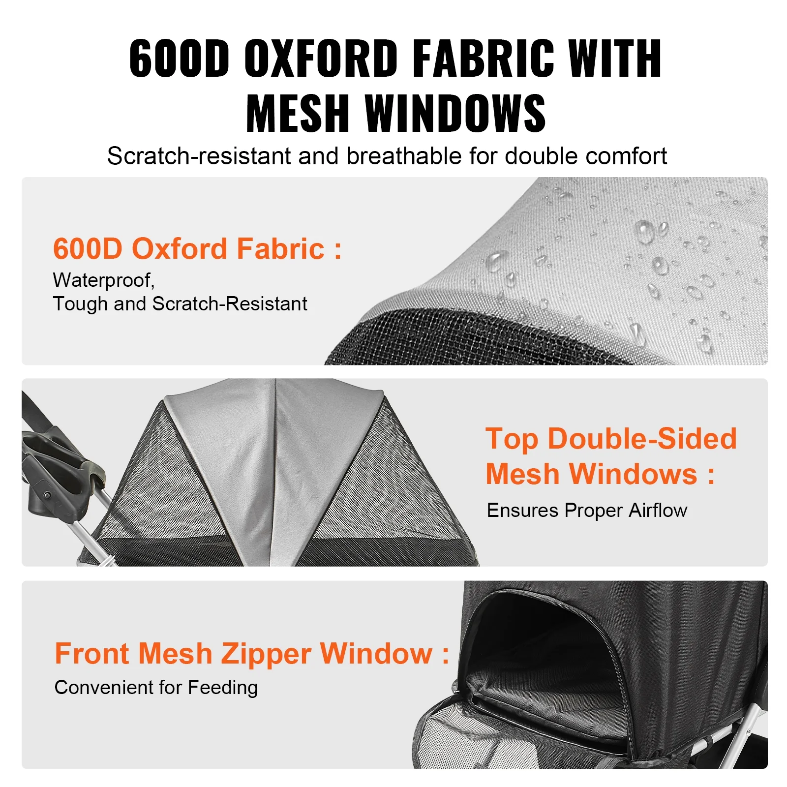 SKYSHALO 3-in-1 Pet Stroller, 4 Wheels Foldable Premium Multifunction Dog Cat Stroller with Cup Holder, 35 lbs Weight Capacity, Black and Dark Grey