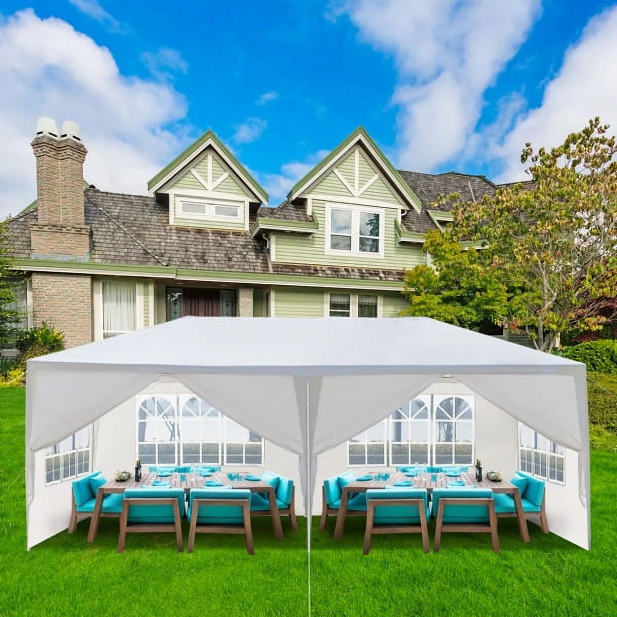 ZYJSQ 10'x20' Ez Pop up Wedding Party Tent White W/6 Sides