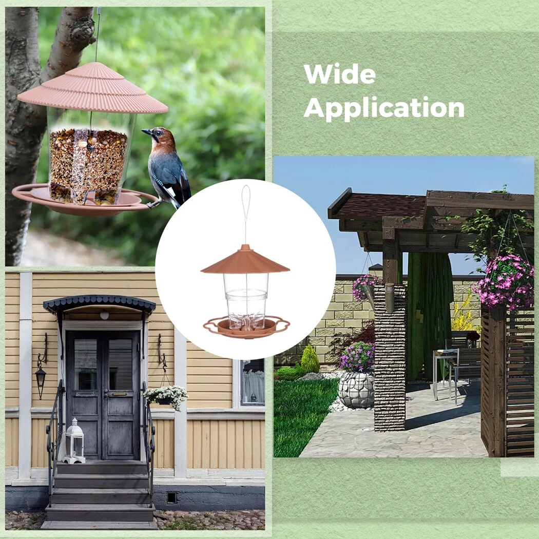 Bird Feeder for Outdoor Hanging, 88 oz Capacity Heavy Duty Water Resistant Squirrel-Proof Bird Feeders Wild Bird Seed for Outside Garden Yard Decoration Brown