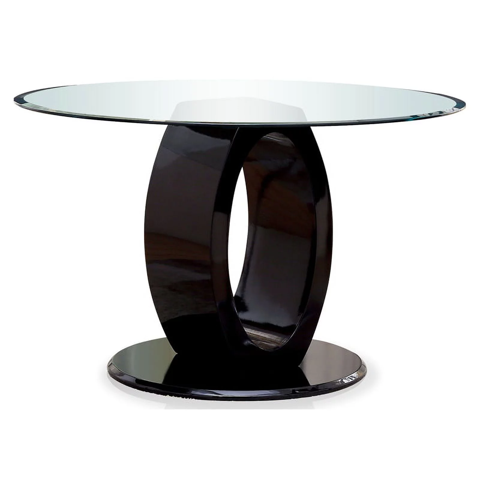 Furniture of America Moya Round Tempered Glass Top Dining Table in Black