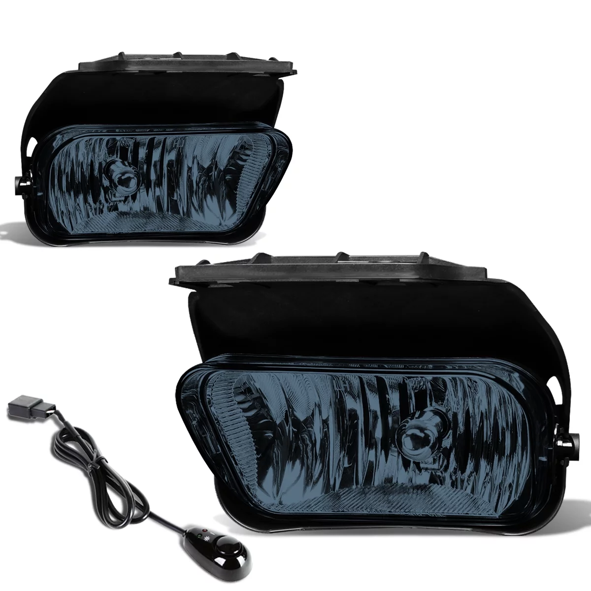 DNA Motoring FL-ZTL-307-SM For 2002 to 2007 Chevy Silverado Pair of Bumper Driving Fog Lights + Wiring Kit + Switch (Smoked Lens) 03 04 05 06